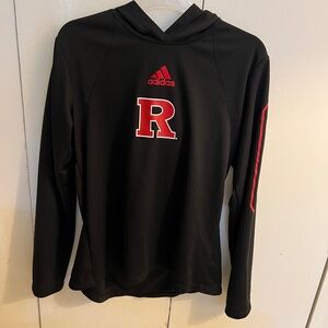 Rutgers Adidas Hoodie – Black Heat.RDY Primeblue, Size M